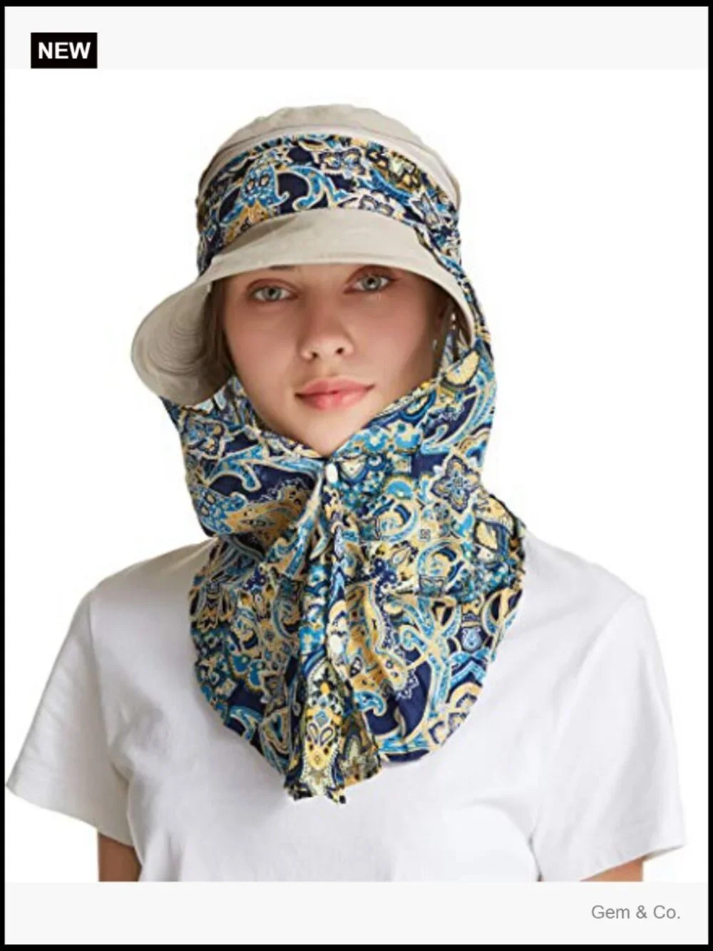 UPF 50+ Wide Brim Sun Hat with Neck Flap for Women
